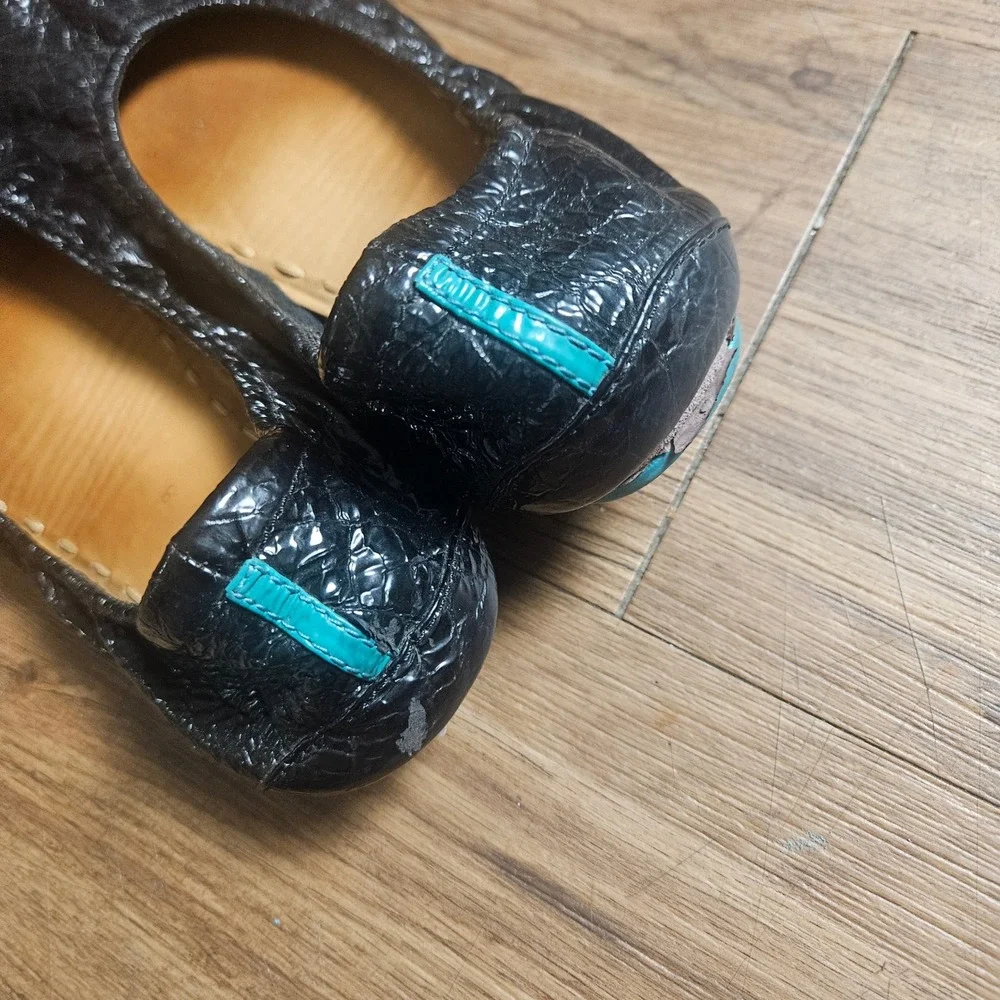 Tieks by Gavrieli Black Obsidian Croc Patent Leather Ballet Flats 8 Travel